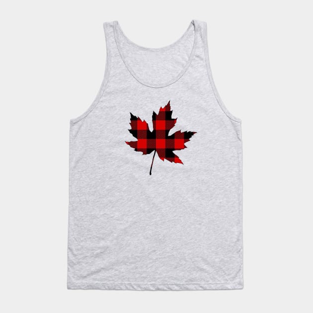 Red Plaid Maple Leaf Tank Top by ACGraphics